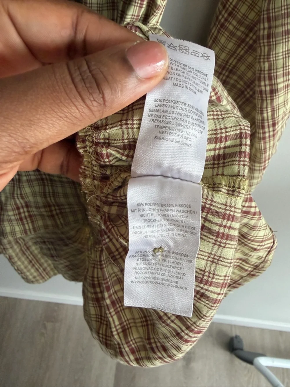 Urban threads Neck Tiered Midi Dress in Beige Plaid - Picture 4 of 5